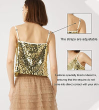 Load image into Gallery viewer, Sparking Pink Rose Sequin Cami Sleeveless Top