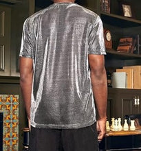 Load image into Gallery viewer, Men&#39;s Metallic Crewneck Short Sleeve Silver Shirt