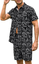 Load image into Gallery viewer, Men&#39;s Black Aztec Print Short Sleeve Summer Shorts Set