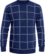 Load image into Gallery viewer, Men&#39;s Knitted Checkered Long Sleeve Light Gray Sweater