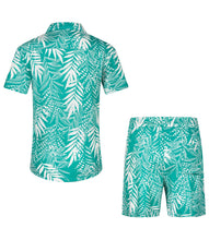 Load image into Gallery viewer, Casual Men&#39;s Blue Vacation Style Shirt &amp; Shorts Set