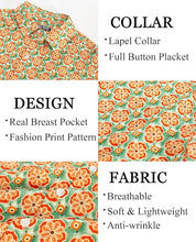 Load image into Gallery viewer, Men&#39;s Printed Button Up Short Sleeve Summer Orange Shirt