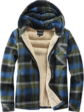 Load image into Gallery viewer, Men&#39;s Hooded Plaid Yellow Flannel Jacket