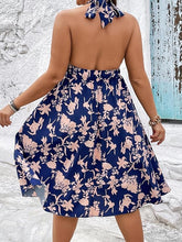 Load image into Gallery viewer, Plus Size White Floral Halter Midi Dress