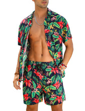 Load image into Gallery viewer, Casual Men&#39;s Blue Vacation Style Shirt &amp; Shorts Set