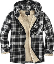 Load image into Gallery viewer, Men&#39;s Hooded Plaid Red Flannel Jacket