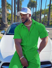 Load image into Gallery viewer, Men&#39;s Ocean Drive Green Short Sleeve Shirt &amp; Shorts Set