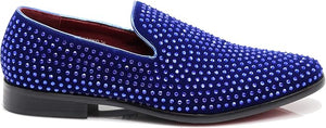 Men's White Velvet Rhinestone Studded Designer Shoes