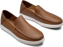 Load image into Gallery viewer, Men&#39;s Brown Casual Leather Slip On Loafer Shoes