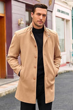 Load image into Gallery viewer, Men&#39;s Stand Collar Winter Khaki Long Sleeve Coat