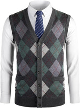 Load image into Gallery viewer, Men&#39;s British Style Navy Blue V Neck Sleeveless Sweater Vest
