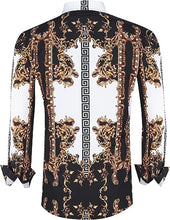 Load image into Gallery viewer, Men&#39;s Fashion Luxury Printed Black/Gold Cross Long Sleeve Shirt