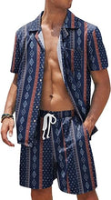 Load image into Gallery viewer, Men&#39;s Black/White Print Summer Button Up Shorts &amp; Shirt Set