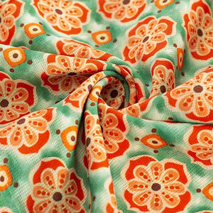 Men's Printed Button Up Short Sleeve Summer Orange Shirt