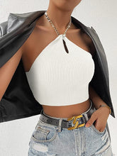 Load image into Gallery viewer, Chain Strap Halter Black Crop Top