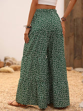 Load image into Gallery viewer, Floral Black High Waist Ruffled Wide Leg Pants