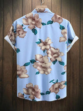 Load image into Gallery viewer, Men&#39;s Summer Floral Printed Short Sleeve A-light Blue Shirt