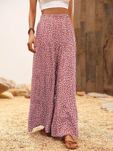 Load image into Gallery viewer, Floral Black High Waist Ruffled Wide Leg Pants