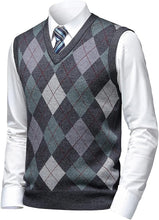 Load image into Gallery viewer, Men&#39;s British Style Charcoal Grey V Neck Sleeveless Sweater Vest