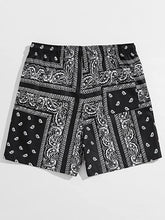 Load image into Gallery viewer, Men&#39;s Casual Drawstring Navy Blue Bandana Paisley Print Shorts