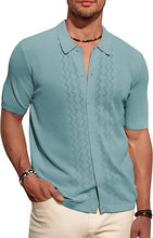 Load image into Gallery viewer, Men&#39;s Knit Breathable Short Sleeve Light BlueShirt