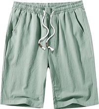 Load image into Gallery viewer, Men&#39;s Army Green Linen Drawstring Casual Summer Shorts