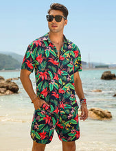 Load image into Gallery viewer, Casual Men&#39;s Blue Vacation Style Shirt &amp; Shorts Set