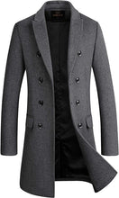 Load image into Gallery viewer, The New Yorker Grey Wool 4 Button Long Sleeve Double Breasted Trench Coat