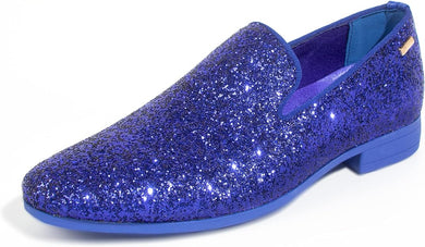 Men's Blue Sparkle Sequin Loafer Dress Shoes