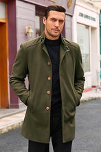 Load image into Gallery viewer, Men&#39;s Stand Collar Winter Khaki Long Sleeve Coat