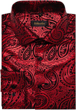 Load image into Gallery viewer, Men&#39;s Luxury Holiday Red Paisley Long Sleeve Shirt