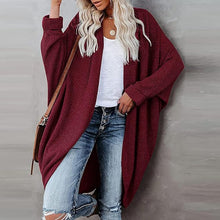 Load image into Gallery viewer, Red Knit Batwing Oversized Long Sleeve Cardigan