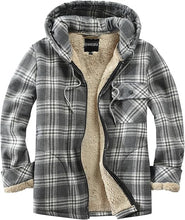 Load image into Gallery viewer, Men&#39;s Hooded Plaid Yellow Flannel Jacket