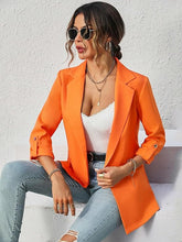 Load image into Gallery viewer, Stylish Orange Open Front Long Sleeve Blazer Jacket