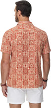 Load image into Gallery viewer, Men&#39;s Printed Button Up Short Sleeve Summer Red Shirt