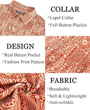 Load image into Gallery viewer, Men&#39;s Printed Button Up Short Sleeve Summer Red Shirt