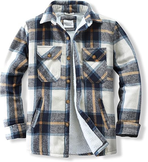 Men's Plaid Flannel Blue Long Sleeve Shacket