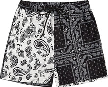 Load image into Gallery viewer, Men&#39;s Casual Drawstring Navy Blue Bandana Paisley Print Shorts