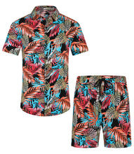 Load image into Gallery viewer, Casual Men&#39;s Blue Vacation Style Shirt &amp; Shorts Set