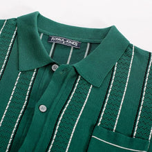 Load image into Gallery viewer, Men&#39;s Short Sleeve Vintage Style Striped Dark Green Shirt