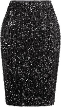 Load image into Gallery viewer, Sequined Black High Waist Pencil Skirt