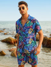 Load image into Gallery viewer, Casual Men&#39;s Blue Vacation Style Shirt &amp; Shorts Set