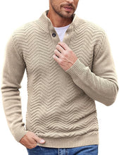 Load image into Gallery viewer, Men&#39;s Red Quarter Button Long Sleeve Sweater