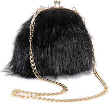Load image into Gallery viewer, Vintage Style Black Fur Clutch Evening Bag