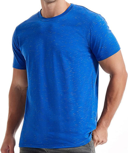 Men's Casual Blue Crew Neck Short Sleeve T-Shirt