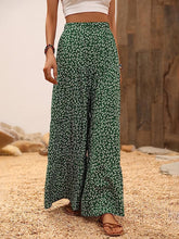 Load image into Gallery viewer, Floral Black High Waist Ruffled Wide Leg Pants