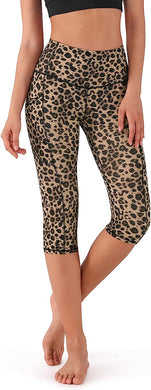 High Waist Cheetah Print Stretch Capri Leggings