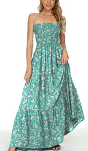 Load image into Gallery viewer, Boho Beach Strapless Floral Green Maxi Dress