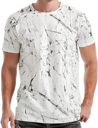Men's White Abstract Fashion Print Short Sleeve T-Shirt