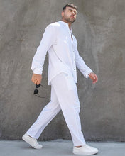 Load image into Gallery viewer, Men&#39;s Caribbean White Linen Cotton Shirt &amp; Pants Set